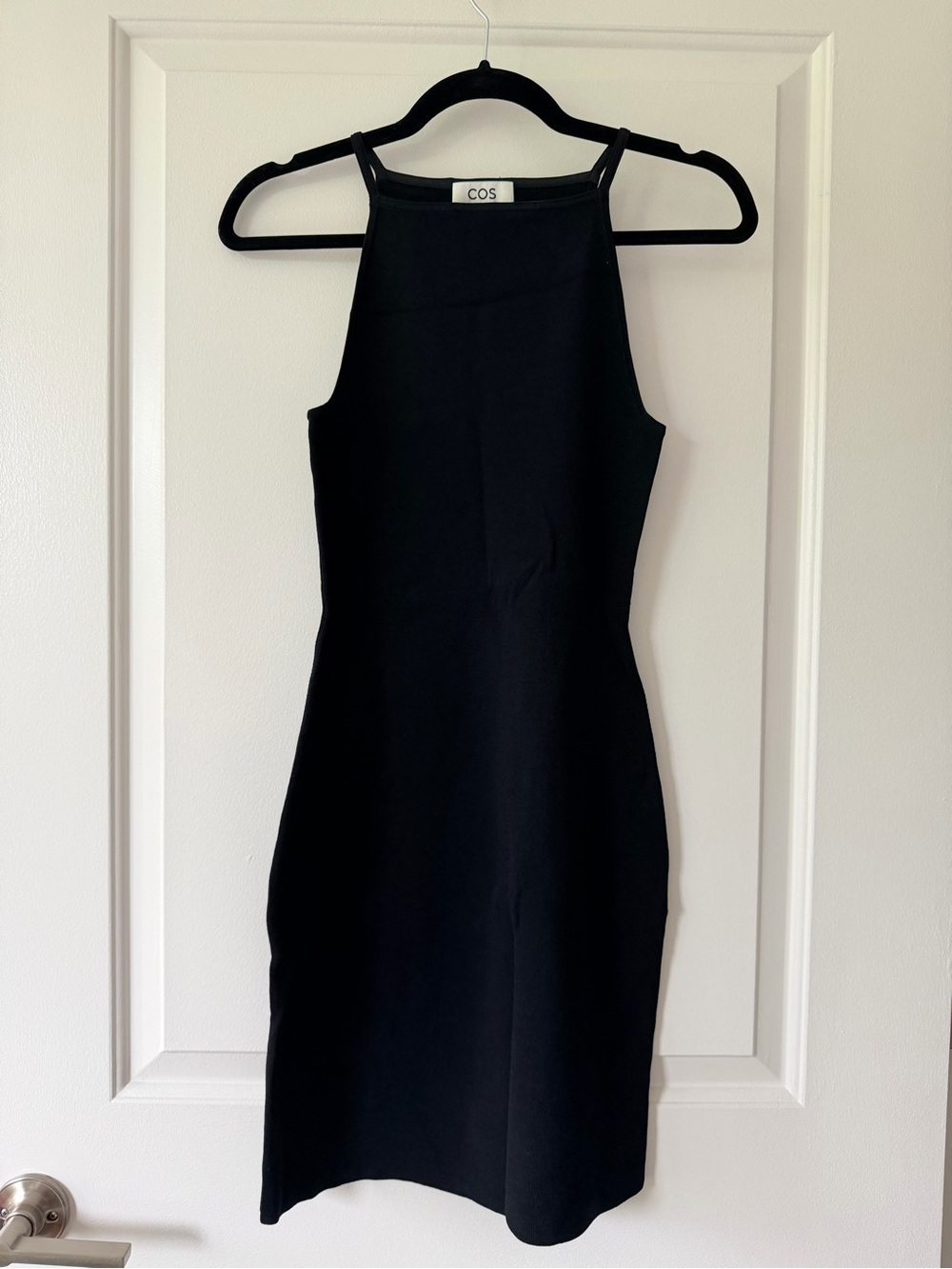 COS Sleek Black High-Neck Midi Dress